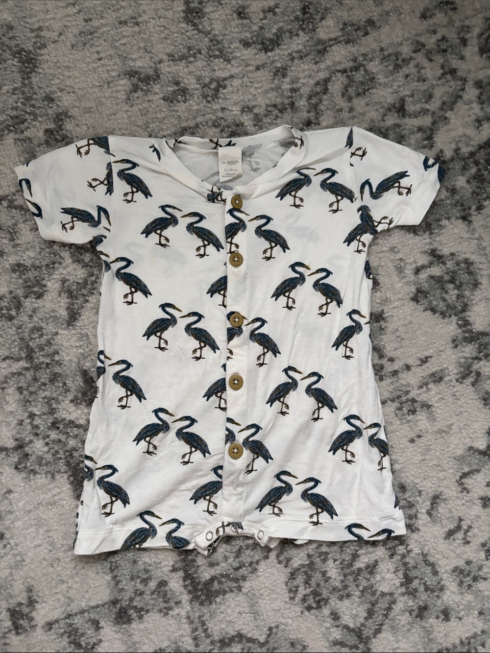 Kate Quinn Blue Heron Bamboo Shortall - Size 12-18 months